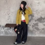 新款女童2026黄色阔腿裤