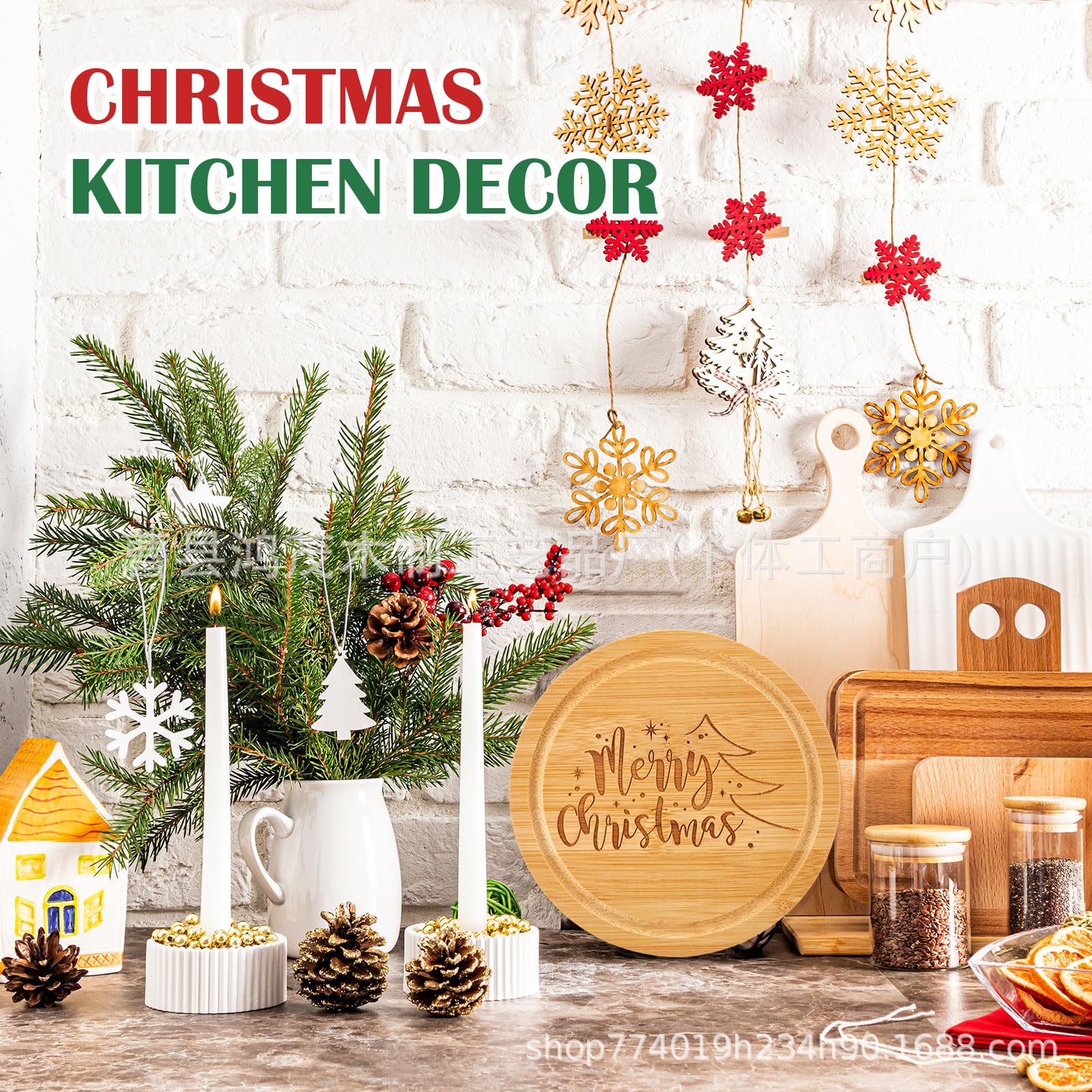 竹制圣诞奶酪板家用迷你切菜板圣诞餐盘派对装饰创意礼品套装定制