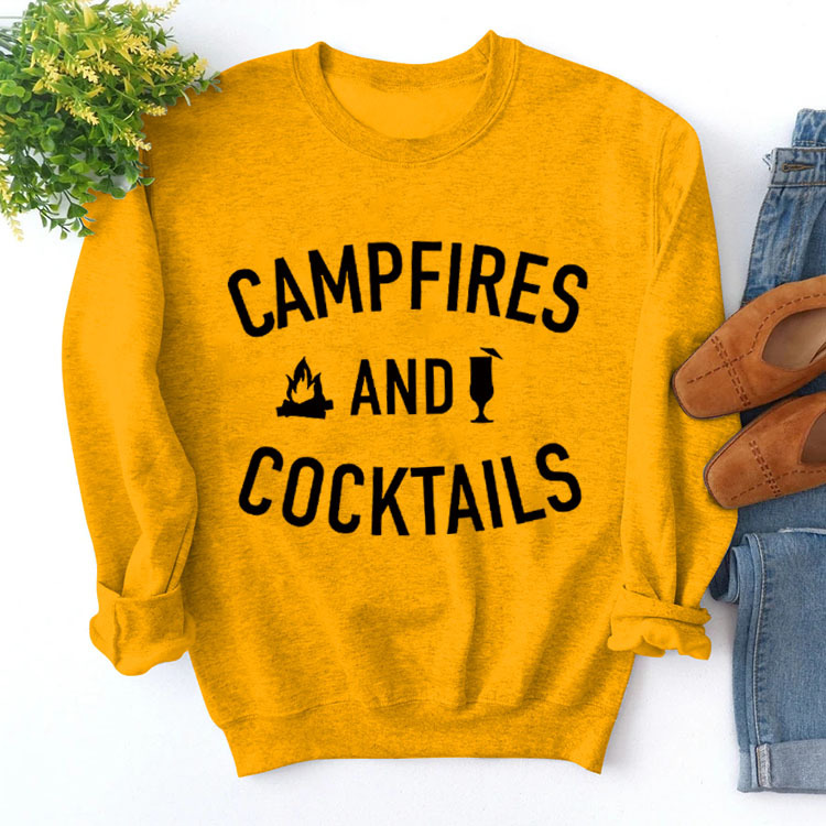 Amazon deseo Otoño e Invierno ropa de las nuevas mujeres fogatas y cócteles carta impreso suéter