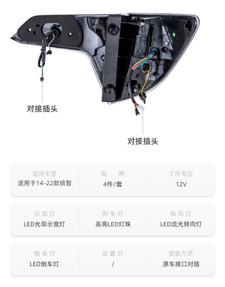 Suitable for 14-21 Honda Binzhi Led Taillight Assembly Modified Y-Type Scanning Led Driving Streamer Turn Signal
