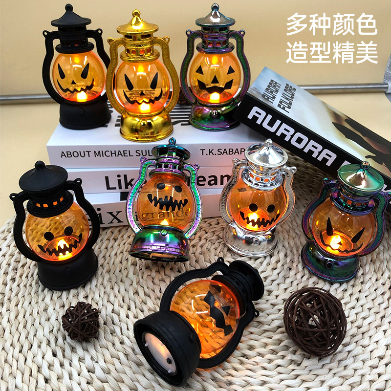 Pumpkin Lantern Halloween Decoration Ghost Light Led Glowing Light Halloween Atmosphere Setup Party Props Ghost Face Illusion