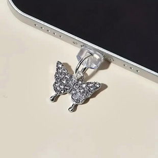 Alloy Full Diamond Butterfly Mobile Phone Dust Plug DIY Small Pendant Mobile Phone Charging Port Dustproof Couple Mobile Phone Pendant