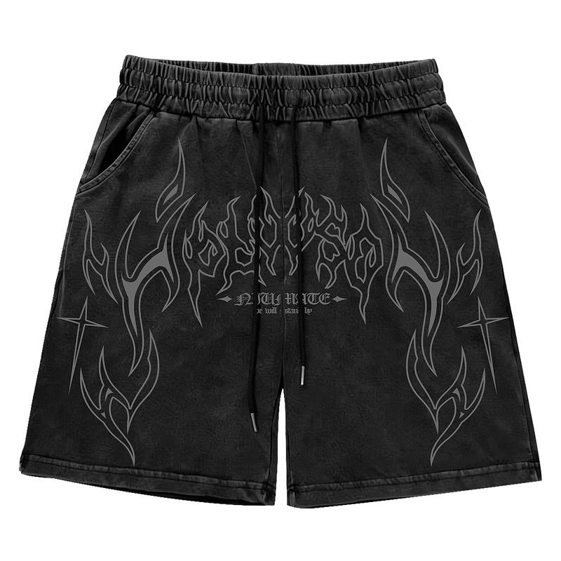 Summer American Retro Style Gothic Letter Print Basketball Distressed Outdoor Sports Shorts Trendy Men's Casual Export Pants Summer American Retro Style Gothic Letter Print Basketball Distressed Outdoor Sports Shorts Trendy Men's Casual Export Pants