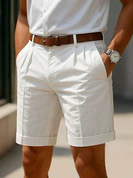 Cross-Border Men's Clothing Amazon Men's Summer Business Casual Shorts Solid Color Five-Point Pants Golf Sports Suit Style