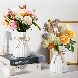 Hydroponic Flower Vase Imitation Ceramic Plastic Vase Waist Modern Vase Origami Creative Hemp Rope Artificial Flower Decoration