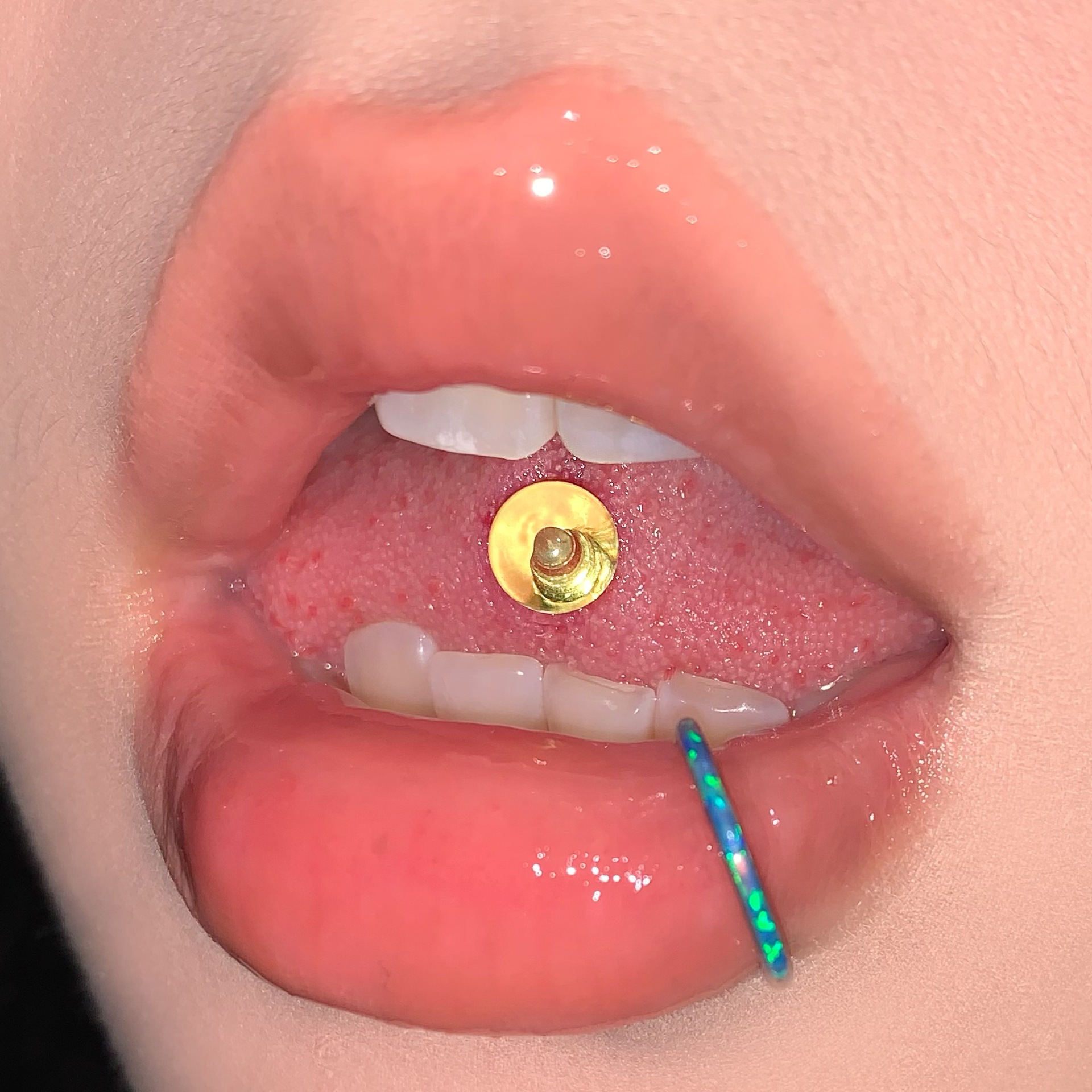 Deep Pink Acrylic Tongue Barbell 18mm 1.6mm External Thread 316L Surgical Steel Tongue Piercing Jewelry detail image 11
