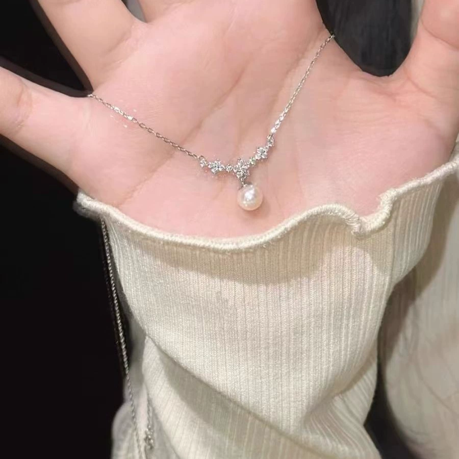 Серебряное универсальное ожерелье из жемчуга, аксессуар, подвеска, стиль высокого качества