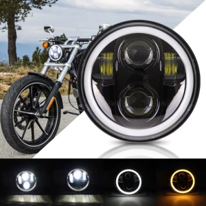 5.75 düym Wrangler avtomobil/motosiklet LED fənəri, sarı-ağ Angel Eye halqası