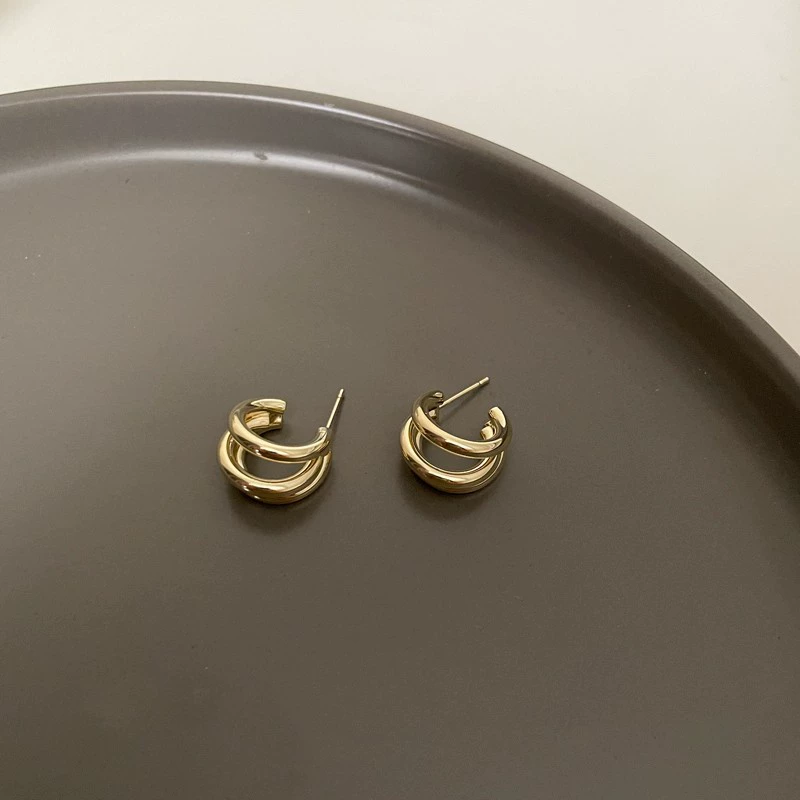 Retro geometric earrings with pigtail, internet celebrity, high-quality style