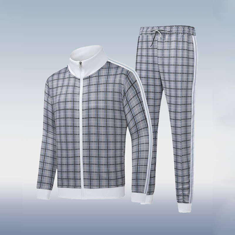 2023 Otoño e Invierno transfronterizo nuevo traje de chaqueta con cremallera para hombre Amazon pantalones de manga larga collar de dos piezas conjunto