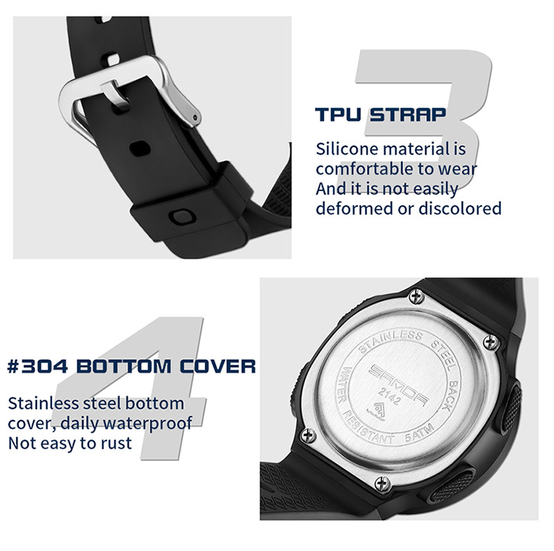 SANDA Watch Step Calories Multifunctional Luminous Waterproof Outdoor Mountaineering Electronic Watch_voghion.com