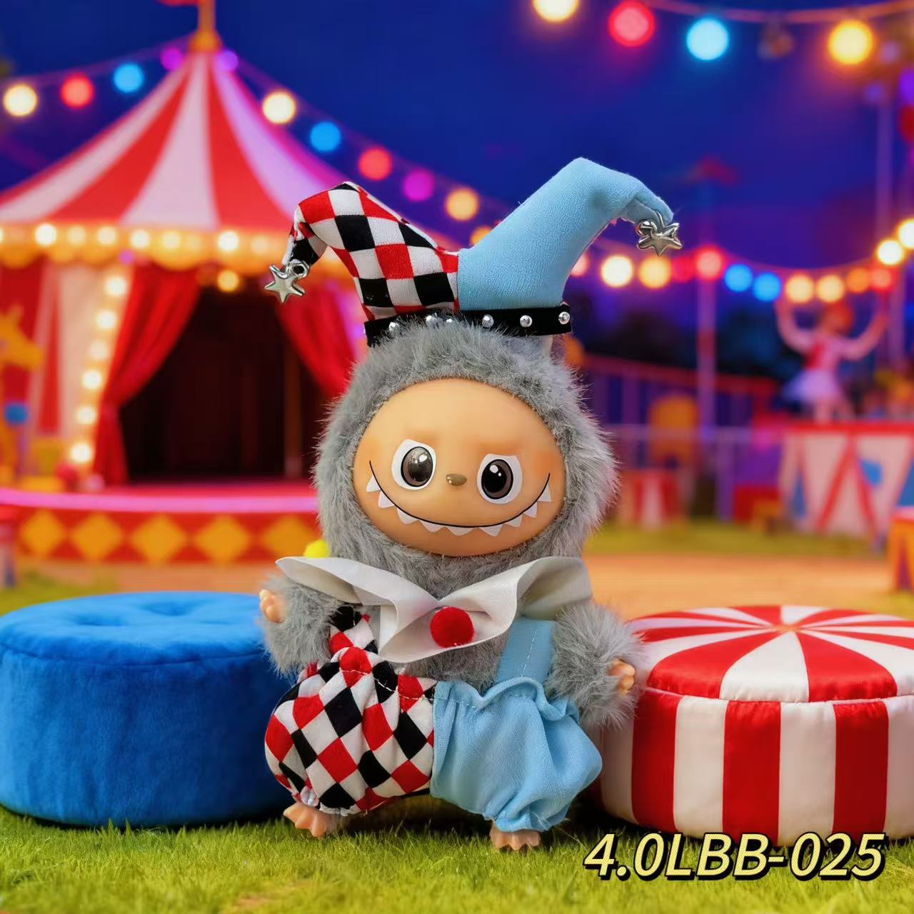 Nuevo traje de circo uno, dos, tres 17cm tela de lona 10cm muñeca de peluche labubu colgante ropa de bebé