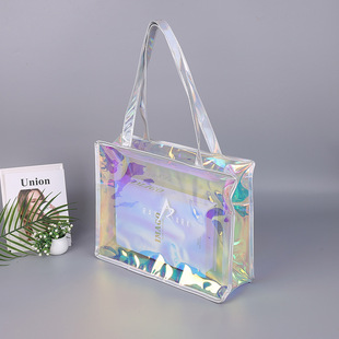 定制塑料透明镭射袋pvc手提袋TPU时尚幻彩果冻化妆包礼品购物袋子-阿里巴巴