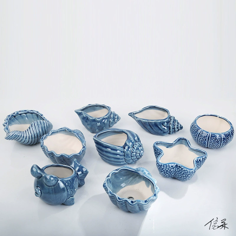 Цветочный горшок в форме животного, простой горшок для раковины в виде раковины, сочные растения, керамический большой палец, мини-гостиная