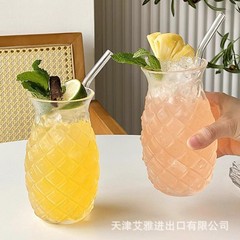 バーネットワークパイナップルカクテルグラスクリエイティブレリーフカクテルグラスジュースグラスガラスバーテンダーグラス