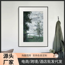 北欧玄关装饰画客厅山水走廊过道挂画现代简约水墨禅意竖版壁画