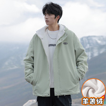 外衣青少年羊羔绒加绒加厚棉衣外套男款秋冬季宽松情侣潮棉服保暖