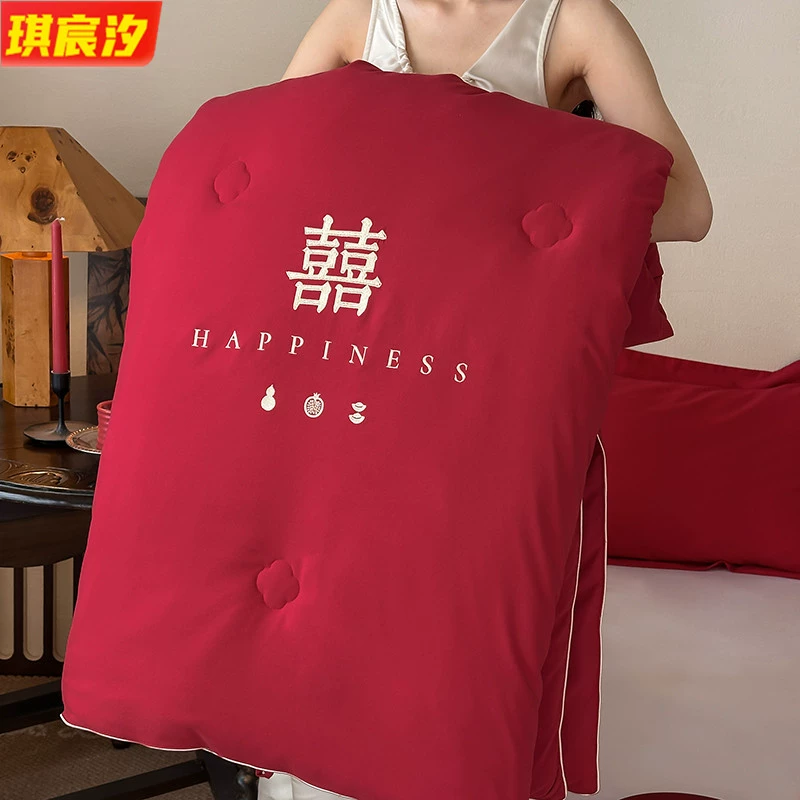 2025 новое свадебное красное весенне-осеннее одеяло, мягкое дышащее утолщенное зимнее одеяло для свадебной комнаты, одеяло для приданого