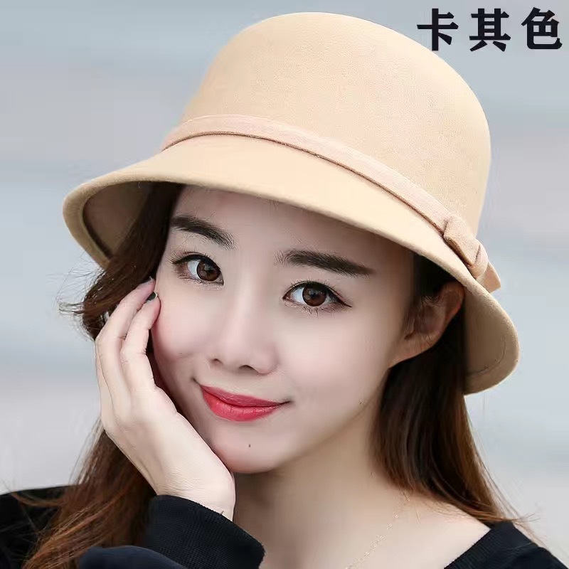 Sombrero de lana femenino, estilo retro y elegante, primavera-otoño