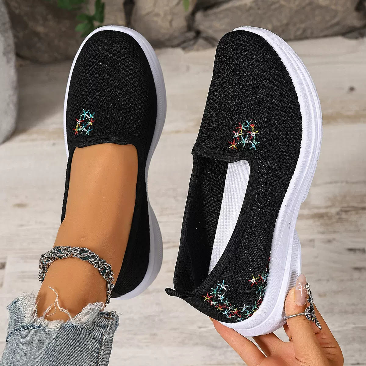 鞋子夏季不累脚百搭女单鞋外贸女士新款女款软底透气舒适女鞋休闲