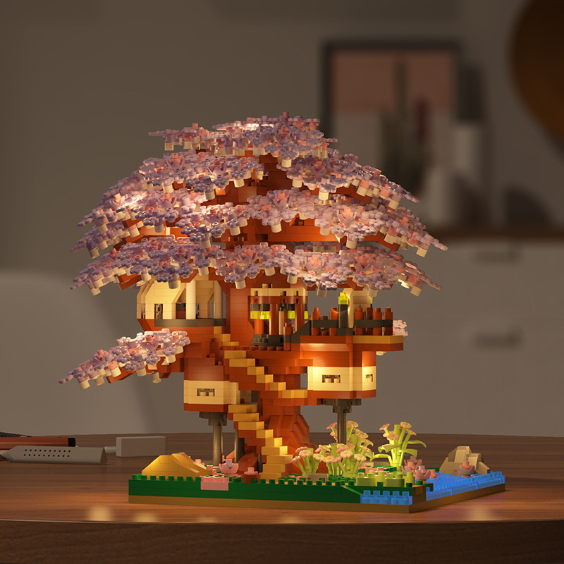 Compatible con Lego Sakura Tree House Street View Bloques de construcción Flor eterna Decoración en macetas Juguetes educativos para niños Regalo para niñas