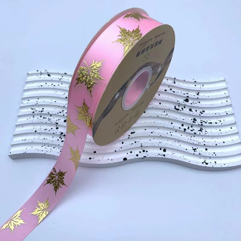 2,5 cm barra bandeja hecha a mano cinta láser hoja de arce Cinta de Oro DIY joyería caja de regalo embalaje nuevo al por mayor