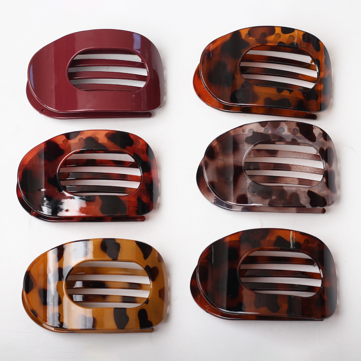Nuevo material transfronterizo de PC plano elíptico clip de cabello de la cabeza trasera rascar el cabello de la cabeza curva temperamento arco clip de tiburón adornamiento para el cabello image 3