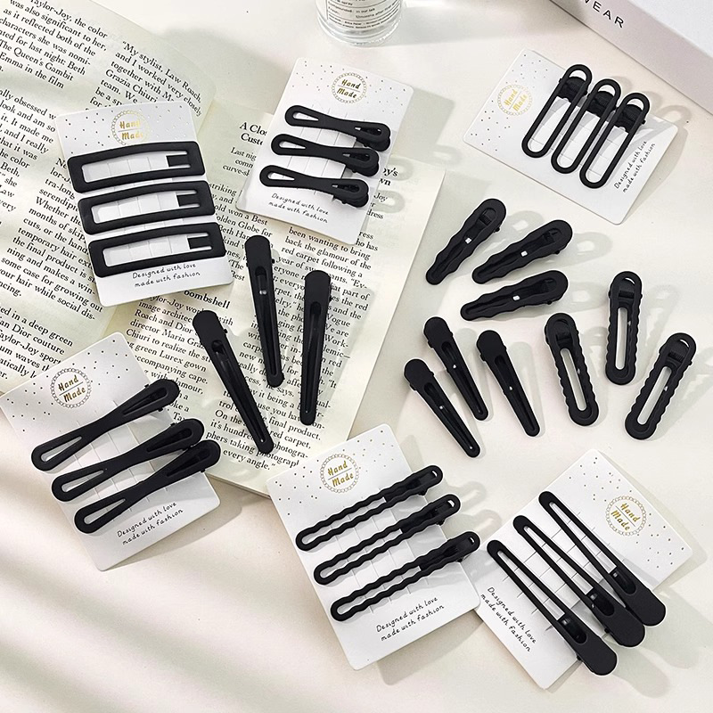 2025 nuevo estilo horquilla negra para mujer, cabello roto en la frente, clip de pico de pato lateral, clip para accesorios para el cabello para adultos, clip simple de una palabra