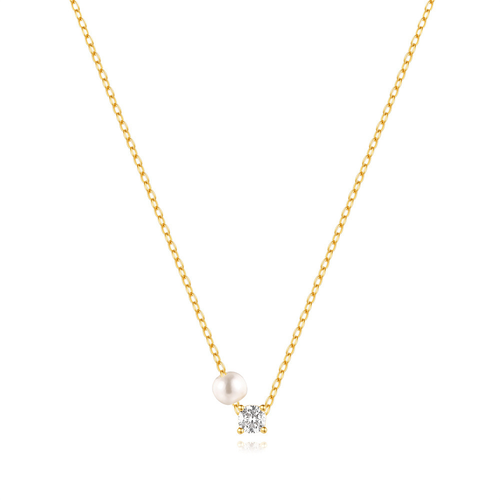 Geometric Pattern All Seasons Season Women's Gender 925 Sterling Silver Zircon Pearl Plating Inlay Geometric Necklace