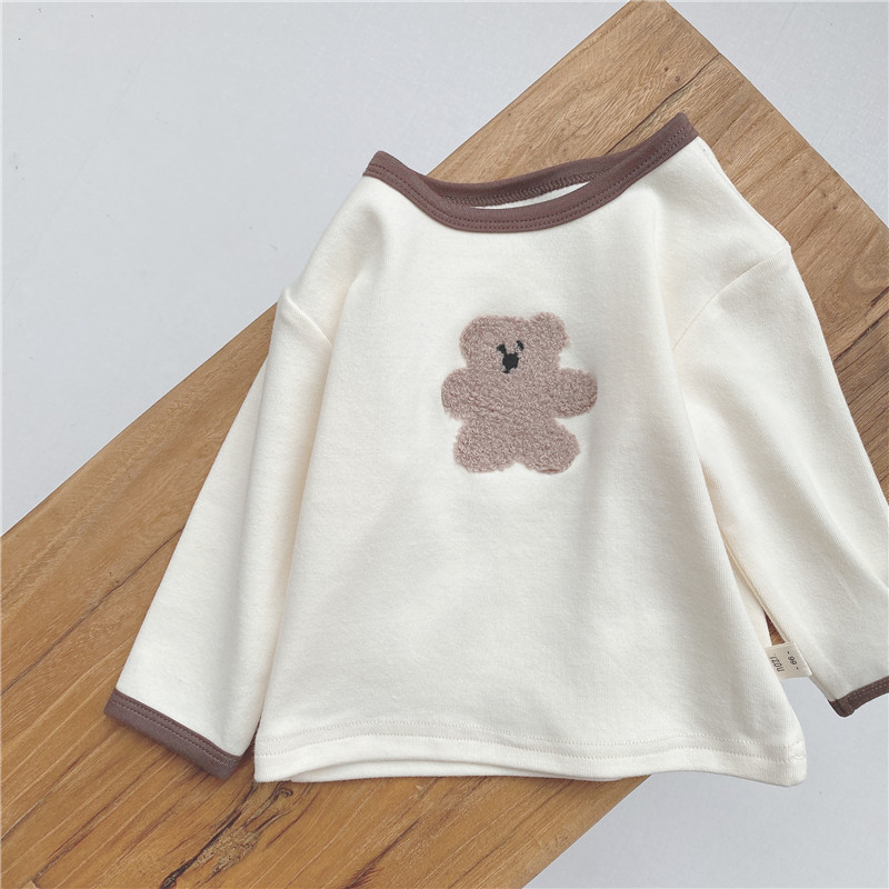 Suéter para niños bebé ropa de primavera y otoño estilo coreano ropa para niños bebé jersey de manga larga oso camisa de fondo top de niña
