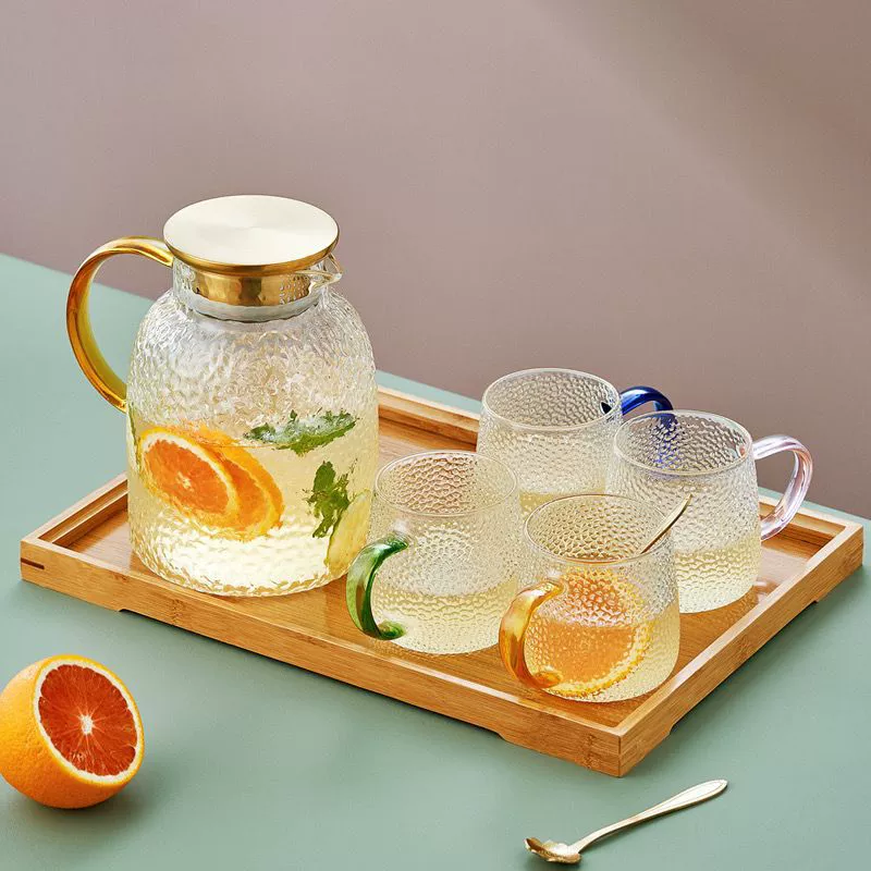 Glass capacious teapot, set, increased thickness
