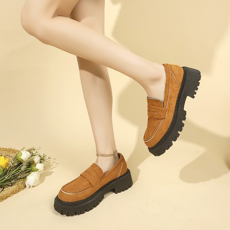 2026 Autumn New British Style Slip-On Women's Round-Toe Thick-Soled Casual Loafers