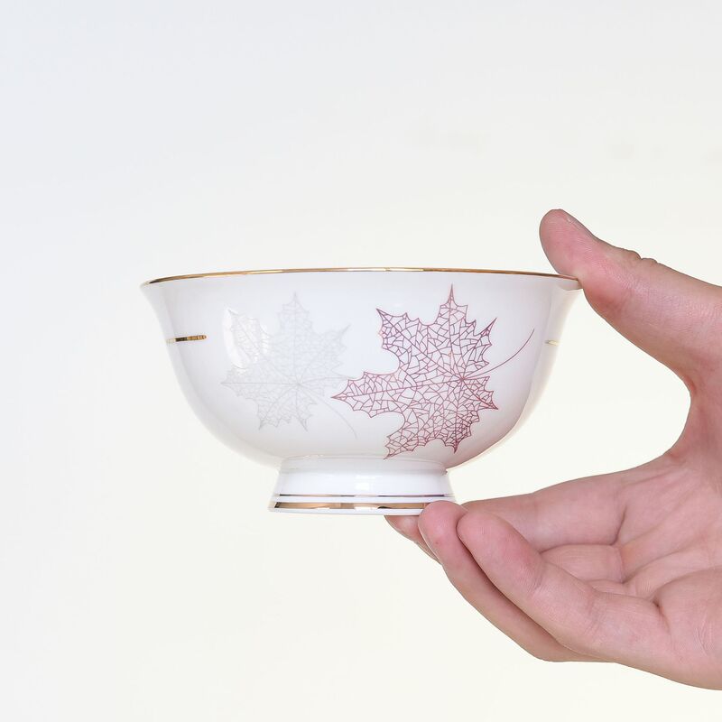 Ceramic Gold-Rimmed Tall Bowl Tableware Bowl Plate Dish Gift Set Wholesale Bone China Bowl Household High-End Bone China 36%