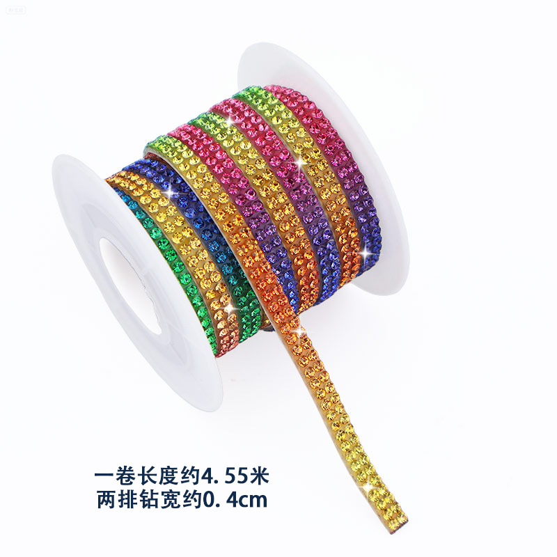 Tiras de diamantes de imitación de doble fila al por mayor con adhesivo, pegatinas de diamantes autoadhesivas, accesorios de ropa DIY, tiras de diamantes de imitación, accesorios de cristal, pegatinas de diamantes