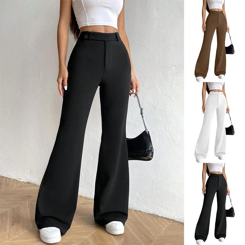 Cross-Border European and American High-Waisted Slimming Drape Flared Amazon Casual Wide-Leg New Trousers Autumn Women's Slightly Flared Women's Clothing