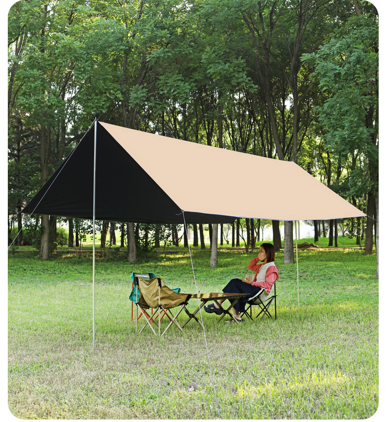 Butterfly-shaped outdoor octagonal black-coated canopy, camping canopy tent, portable sunshade curtain, canopy tent wholesale