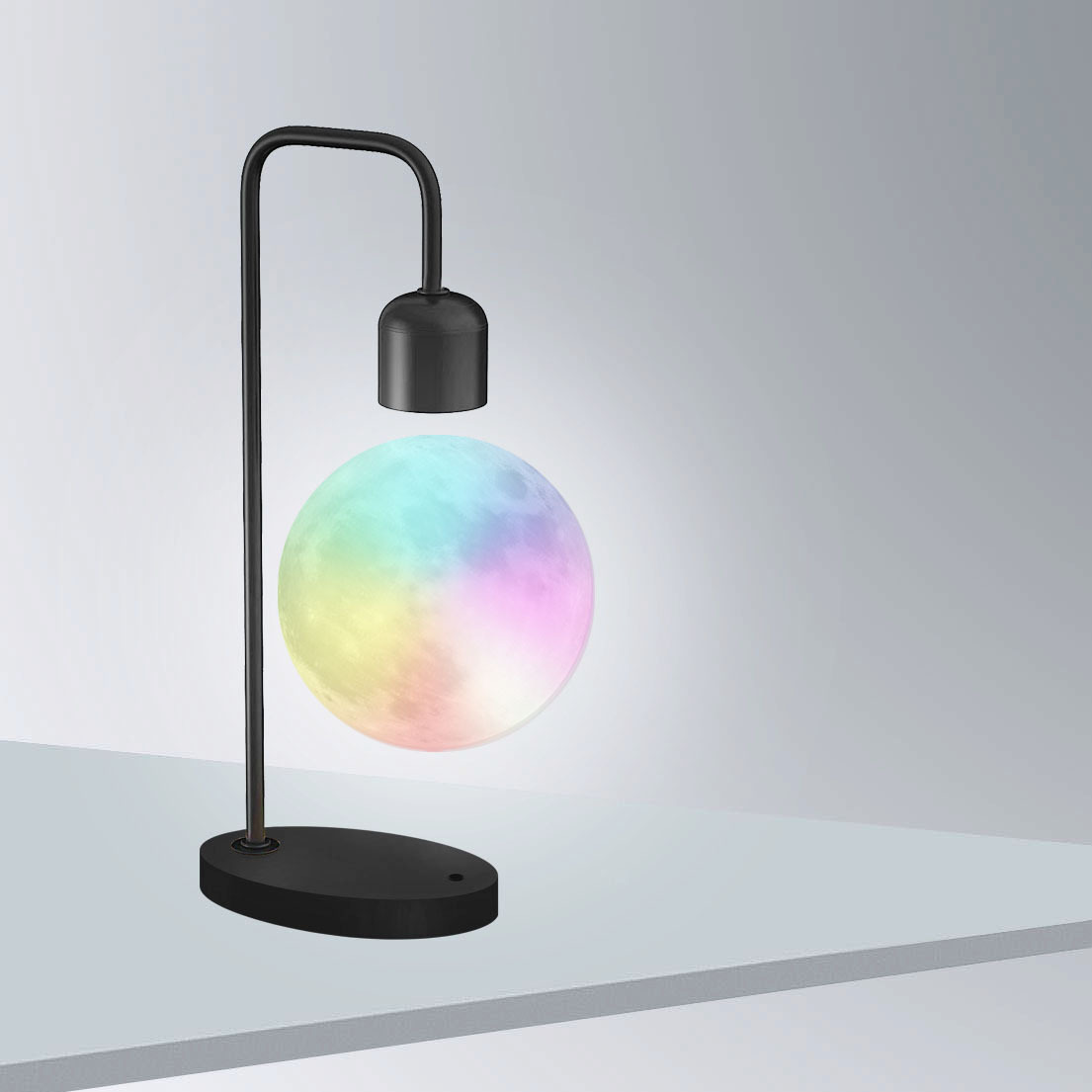 Temperatura de color súper boutique ya negro maglev luz de luna impresa 3D gran romántica luz de noche adornos para el hogar regalos