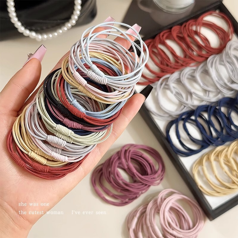High-Elastic Dopamine-Colored Hair Ties for Girls, Durable Rubber Bands for Tying Hair, High-End Fashion Hair Ropes and Hair Accessories