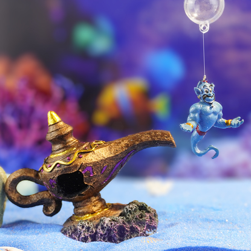 Nuevo lugar Aladdin y lámpara mágica Acuario Pecera Mascotas de escalada Decoración Decoración Artesanía de resina creativa