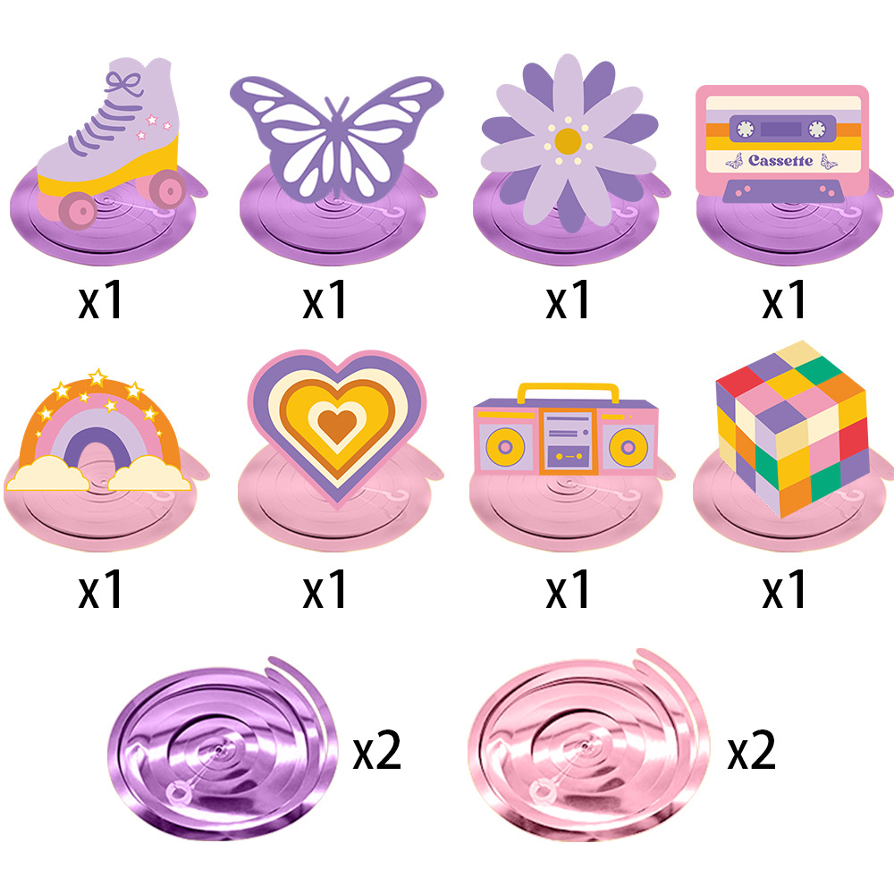 Decoración de cumpleaños hippie transfronteriza decoración espiral 80 años retro decoración de fiesta de cumpleaños colgante espiral