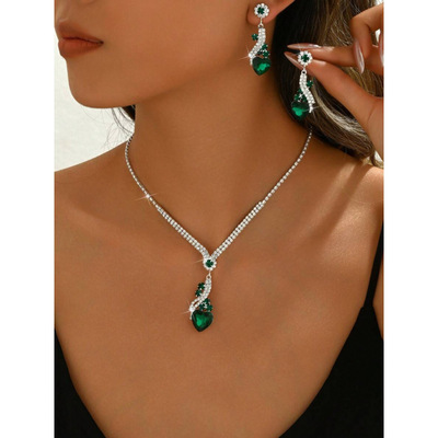 P 68653 Drop Crystal Jewelry Set 水滴水晶飾品套跨境速賣