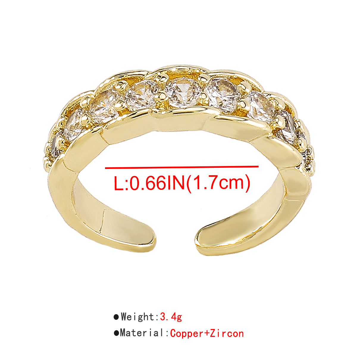 Fashion Simple Irregular Geometric Copper Zircon Ring display picture 2