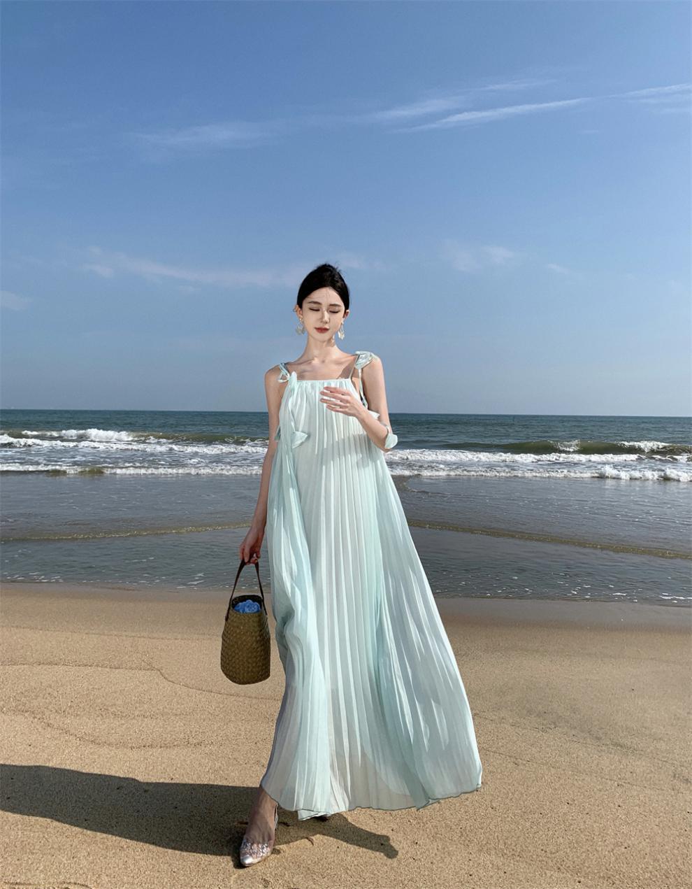 F6477 580K ÁO HAI DÂY NỮ SHETDT HAI DÂY HỞ VAI THỜI TRANG NỮ ĐỒ ĐI BIỂN VÁY MAXI G01 SẢN PHẨM MỚI