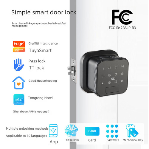 New Tuya tuya lock ttlock spherical wooden door fingerprint password swipe card apartment B&B fingerprint lock