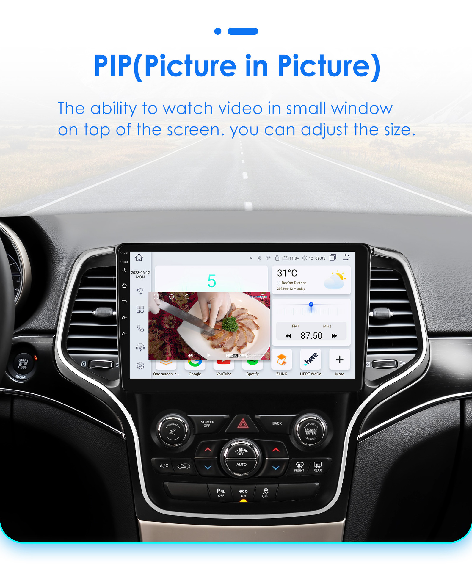 10inch Suitable for 14-22 Jeep Grand Cherokee Android Smart Large-Screen Car Central Control and Navigation All-In-One Machine