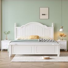 全实木床白色韩式美式轻奢实木床双人床公主床现代简约储物婚床
