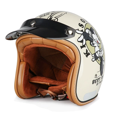 helmet, summer helmet for electric bikes, Motosiklet kaskı (dəbilqə) - new-white-elf-black-brim-m55-56