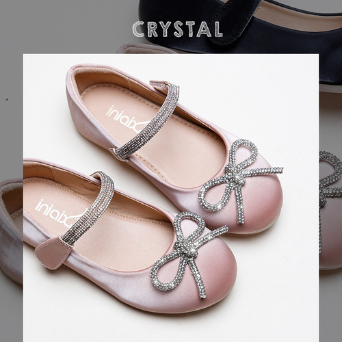 Kids shoes princess pearl shoes  girls soft bottom shoes wholesale Velcro children birthday party cosplay flat princss shoes choir performance flats for children