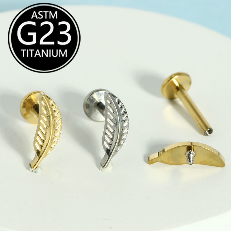 Pointed titanium steel lip stud product view