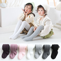 Spring New Children's Pantyhose Solid Color Combed Cotton Baby Leggings Boneless Crochet Girls' Pantyhose Socks